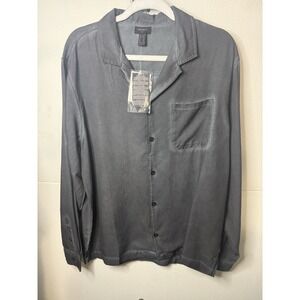 Forever 21 Men's Black Washed Woven Long Sleeve Button Down Shirt Size M NWT